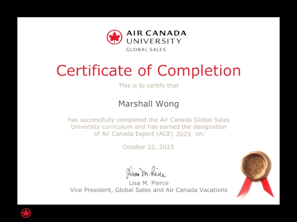 Air Canada Expert Certified